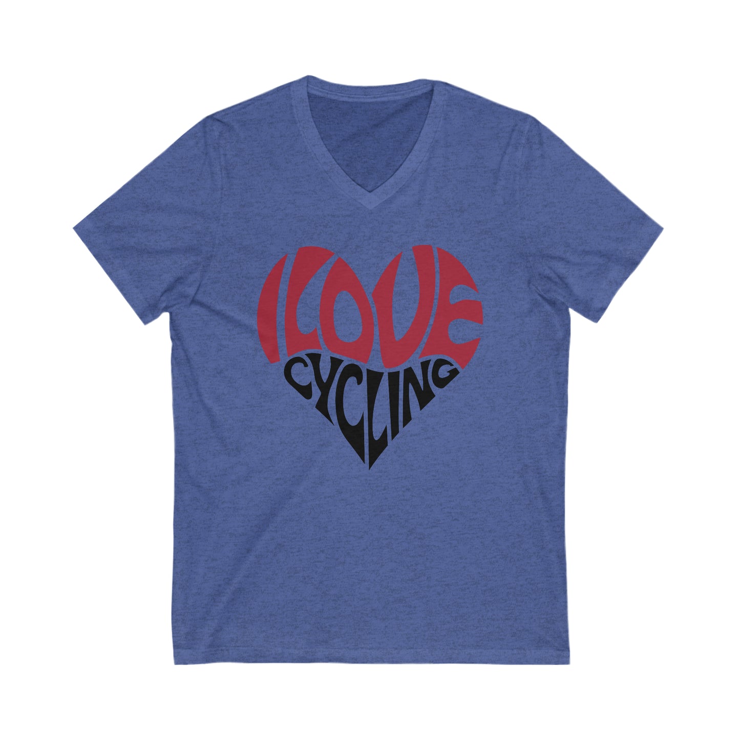 I Love Cycling Heart Unisex Jersey Short Sleeve V-Neck Tee