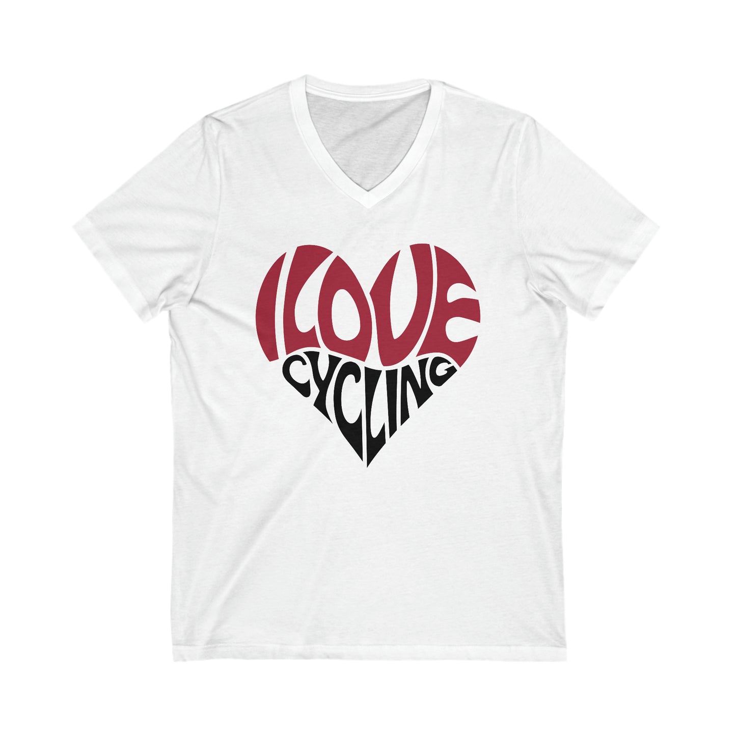 I Love Cycling Heart Unisex Jersey Short Sleeve V-Neck Tee