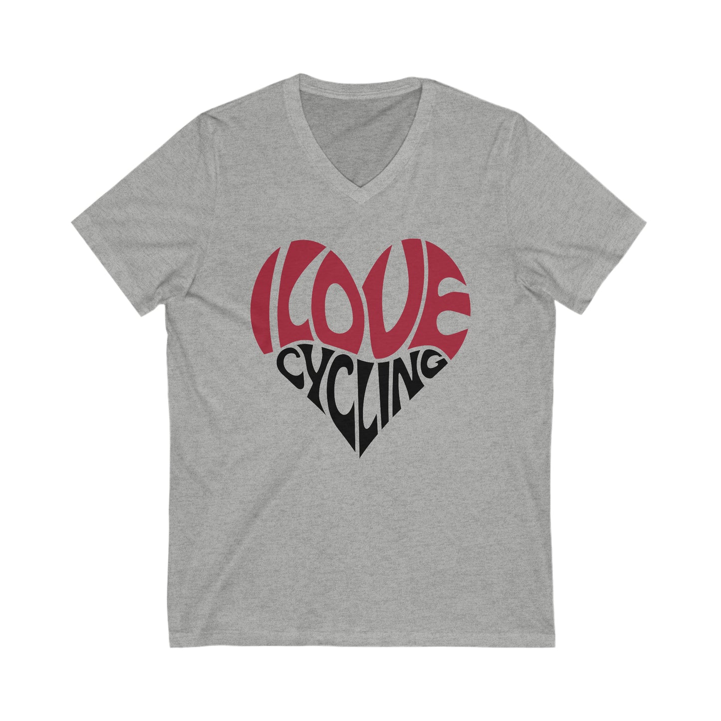 I Love Cycling Heart Unisex Jersey Short Sleeve V-Neck Tee