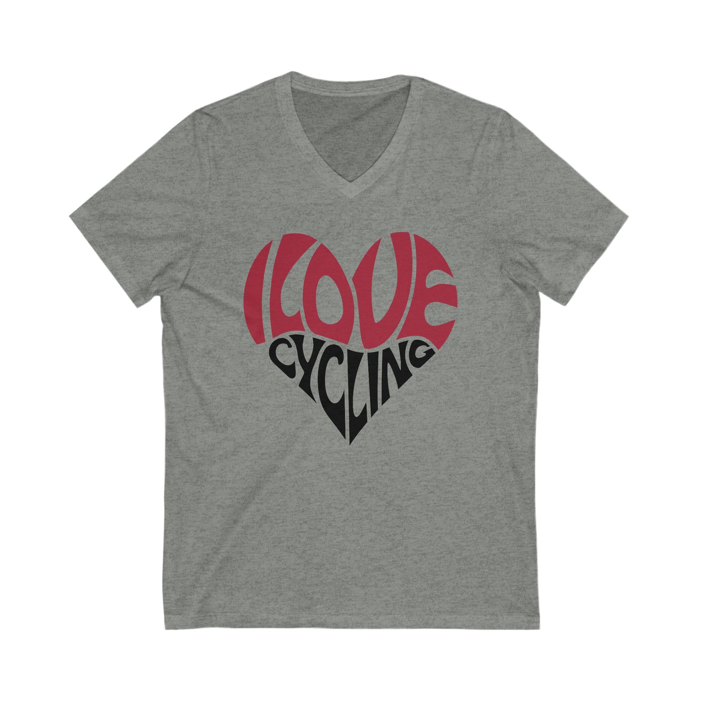 I Love Cycling Heart Unisex Jersey Short Sleeve V-Neck Tee