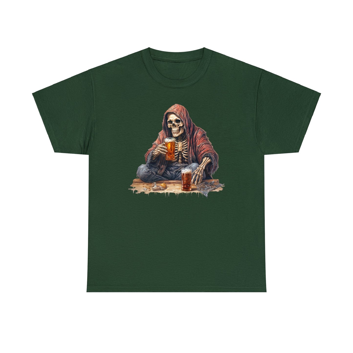 Skeleton Drinking Beer Drink Unisex Men's Women's T Shirt | Full Color  Funny Beer T- Shirt