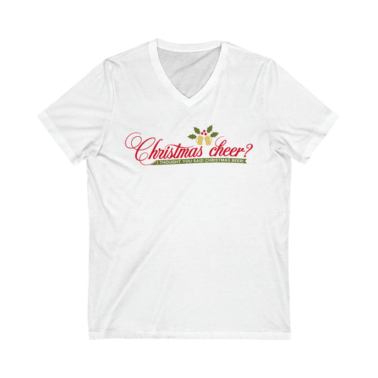 Christmas Cheer Beer Unisex Jersey Short Sleeve V-Neck Tee