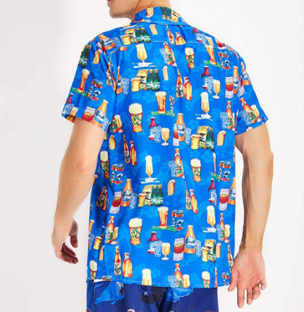 Men's Short Sleeve Casual Beer Bottle All - Over Printed Shirt