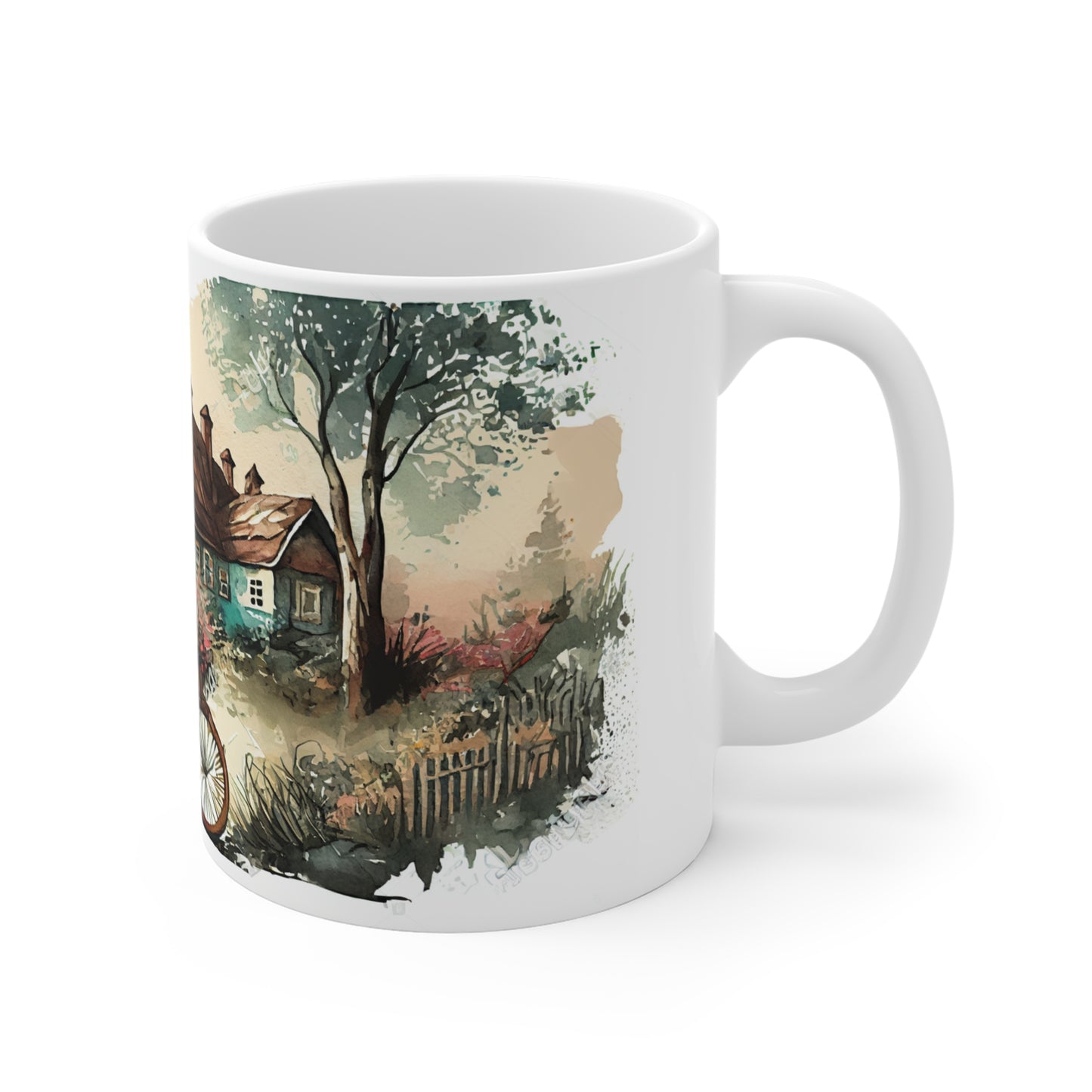 Vintage Landscape with Bicycle 11oz Coffee Mug