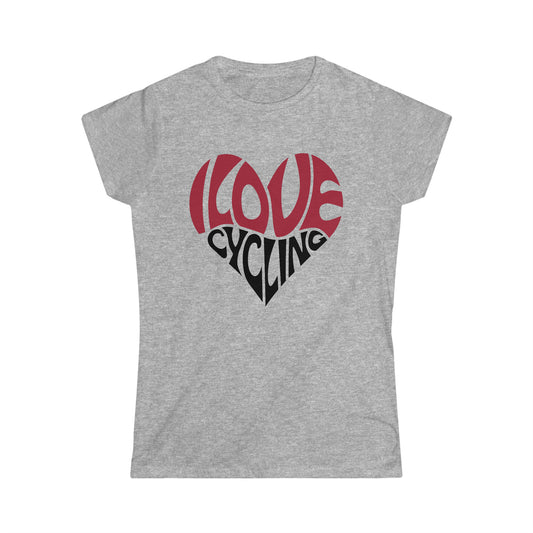 I Love Cycling Heart Ladies' Softstyle Tee | Women's Bike T Shirt