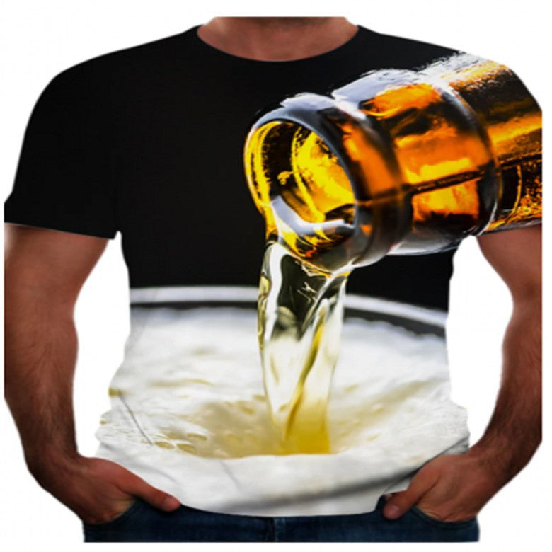 Cold Beer 3D Color Printing Men's Short-sleeved T-shirt