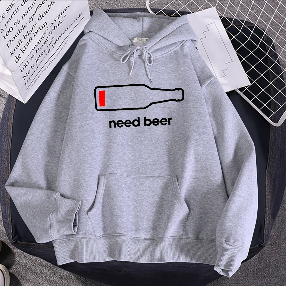 Breathable Casual Women's Hoodie Sweatshirt With Beer Print