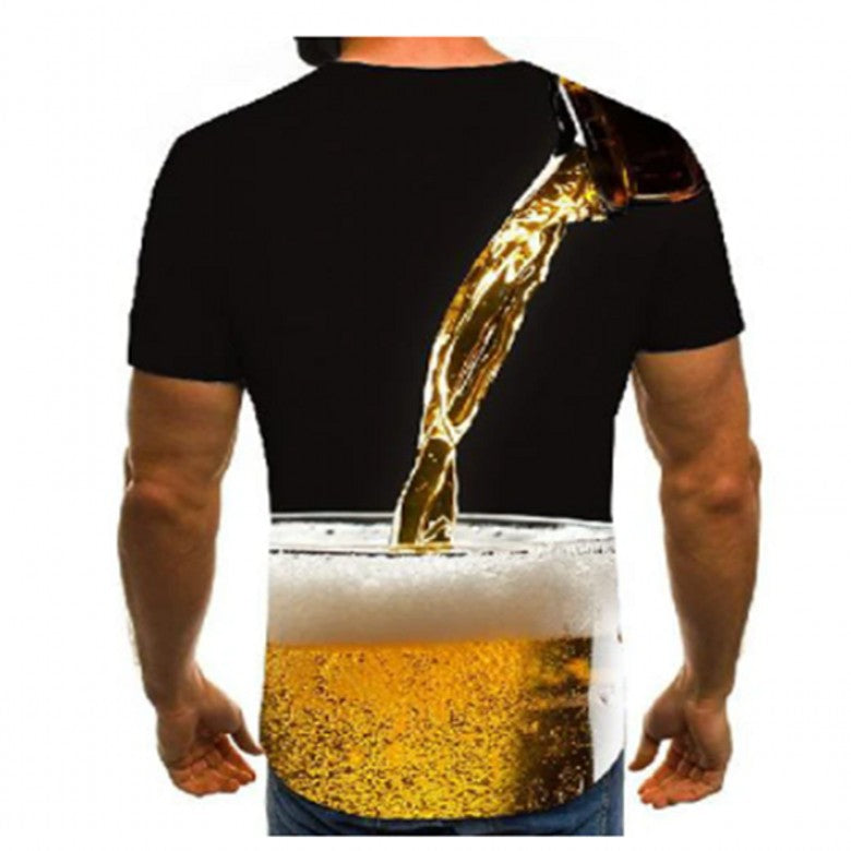 Cold Beer 3D Color Printing Men's Short-sleeved T-shirt