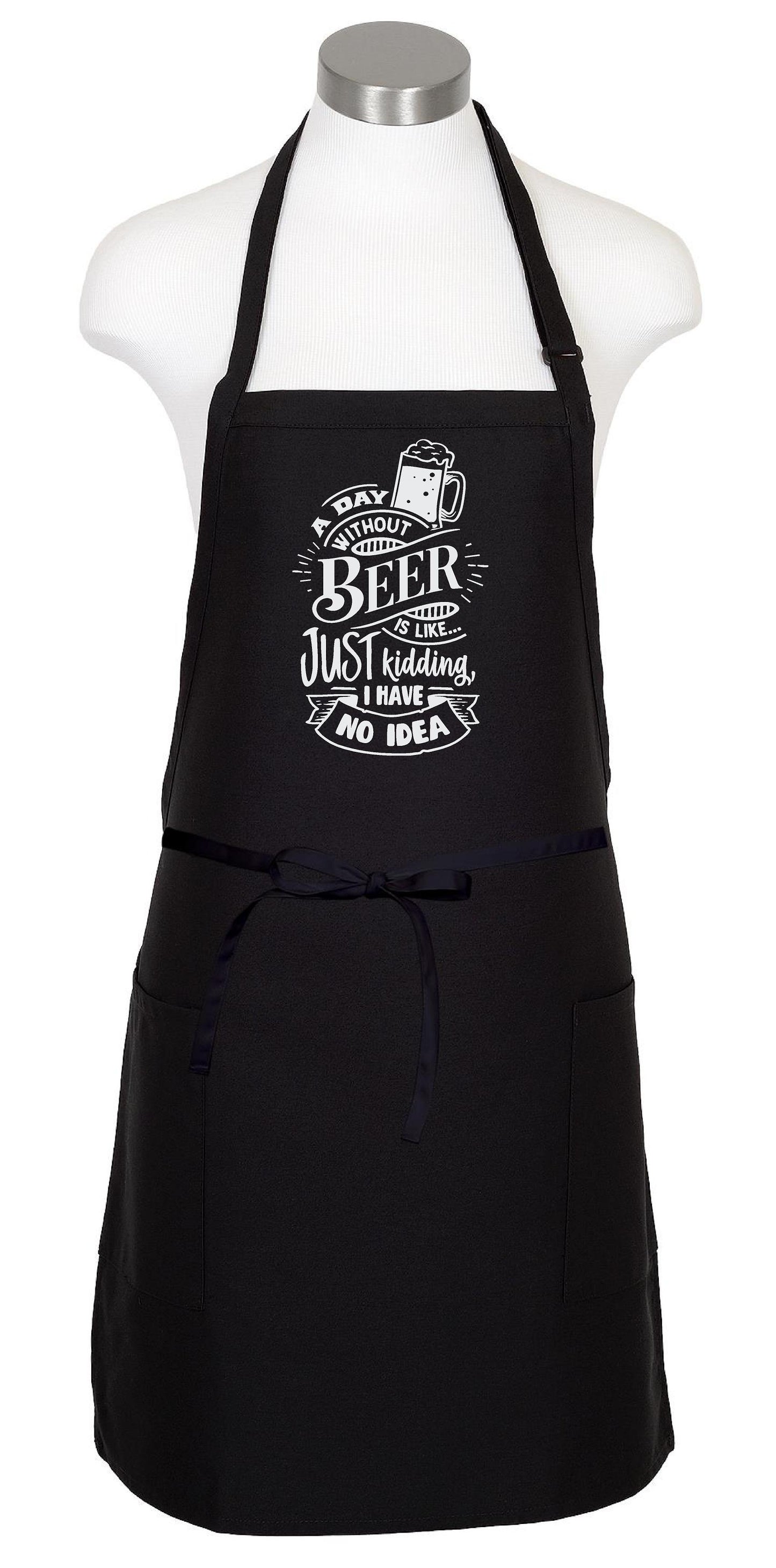 A Day Without Beer Kitchen Apron | Mens & Womens Unisex Aprons Adjustable | BBQ Cooking Apron