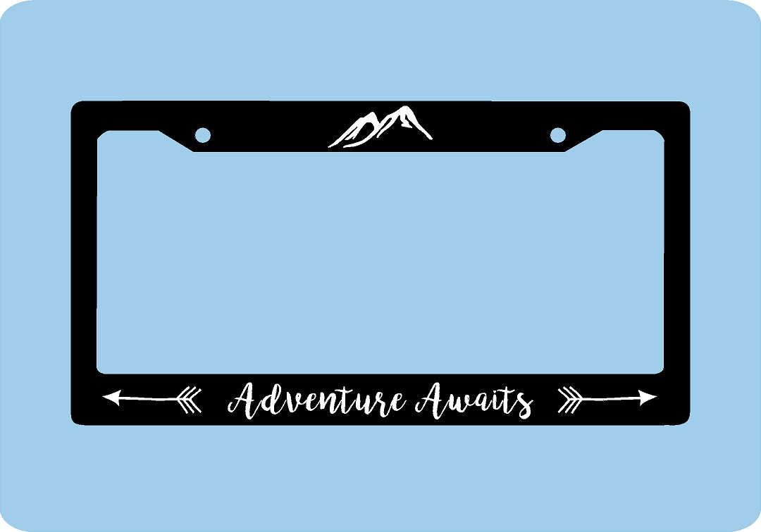 Adventure Awaits License Plate Frame | Mountain Bike Adventure License Plate Frame |  Accessories License Plate Art