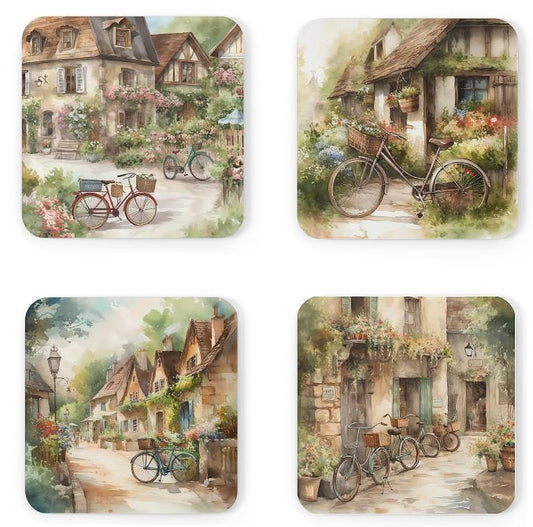 Set of 4 Nostalgic Bike Coasters