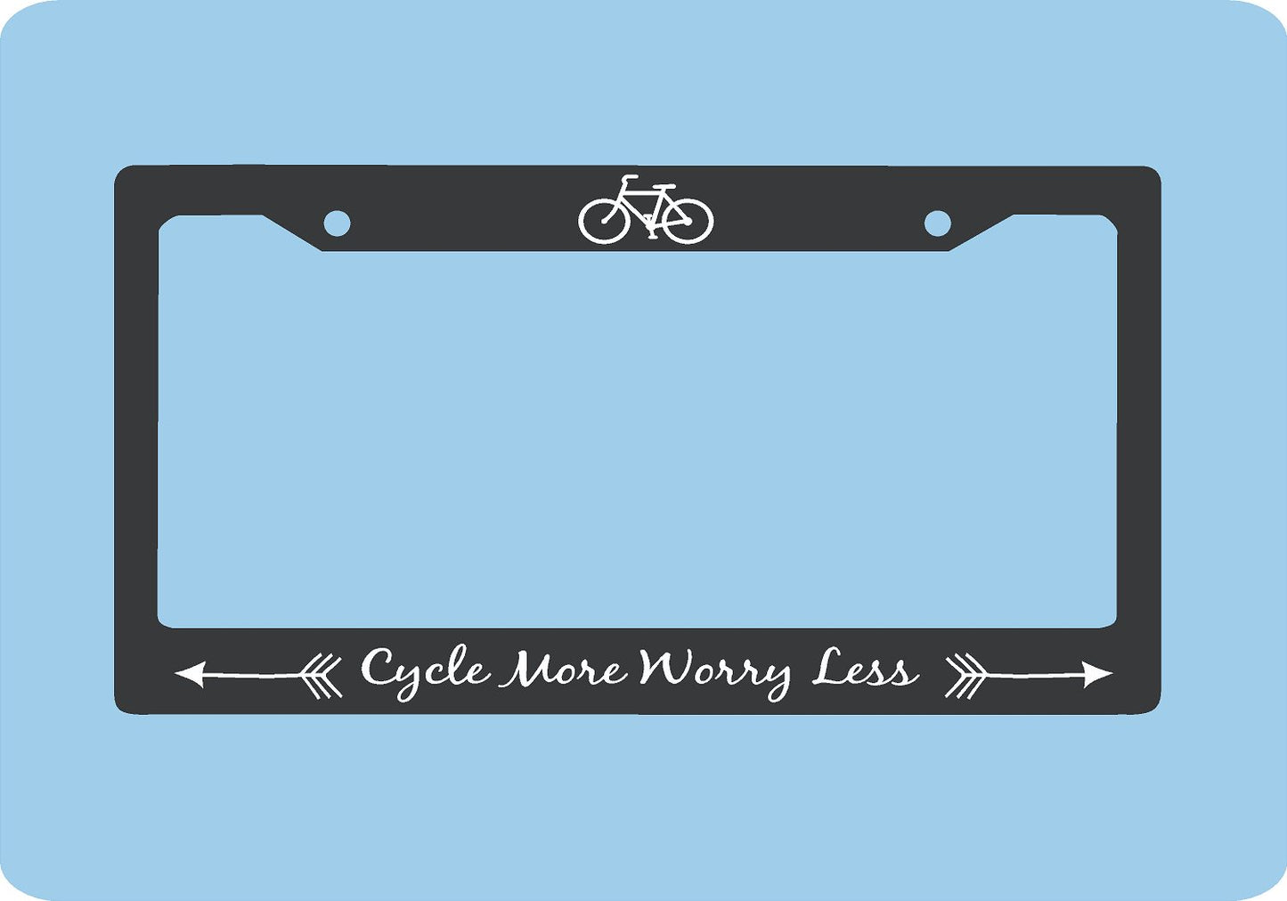Cycle More Worry Less License Plate Frame | Cyclist Gift | USA Made