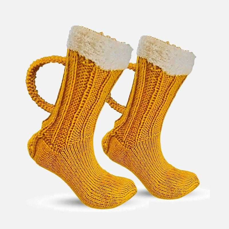 Beer Mug Socks | Funny Knitted Beer Socks with Handcrafted Handle | Novelty Gift