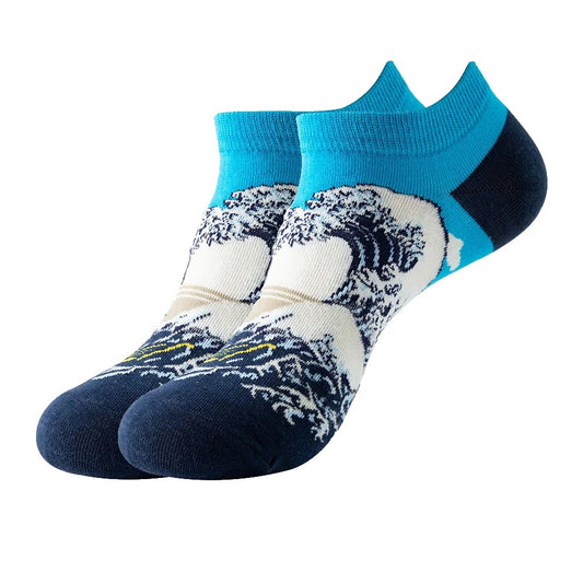 THE WAVE - The Great Wave Women's Oil Painting Fun Ankle Socks 36-44