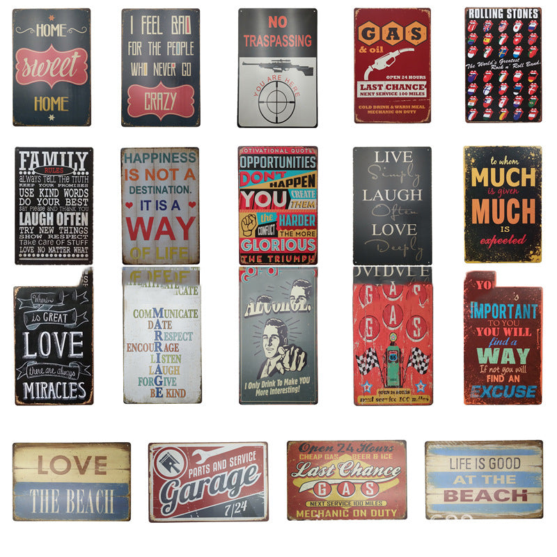 Tin Metal Decoration Cross-border Vintage Iron Painting