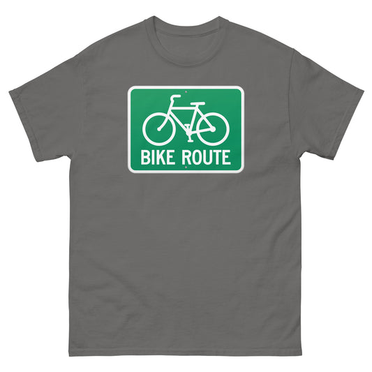 Bike Route Sign Graphic Cycling Men's classic T Shirt
