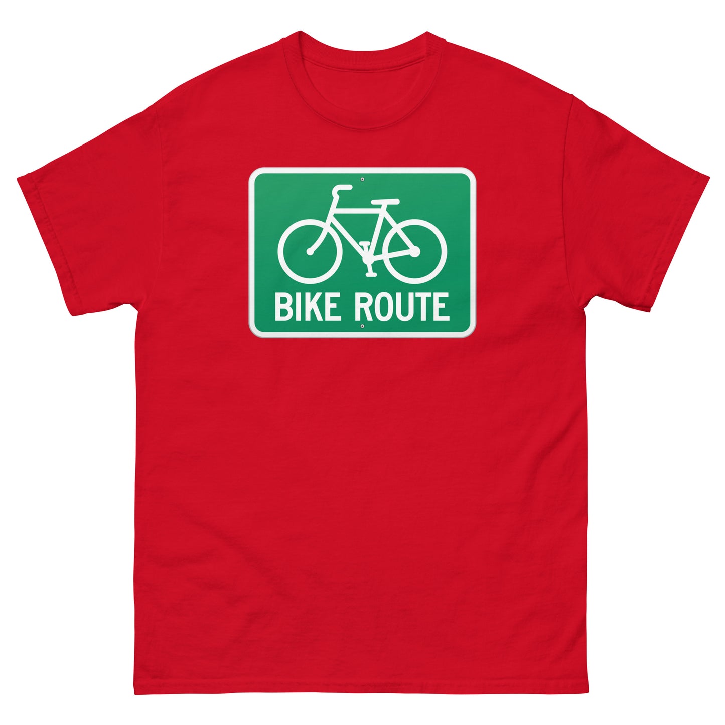 Bike Route Sign Graphic Cycling Men's classic T Shirt