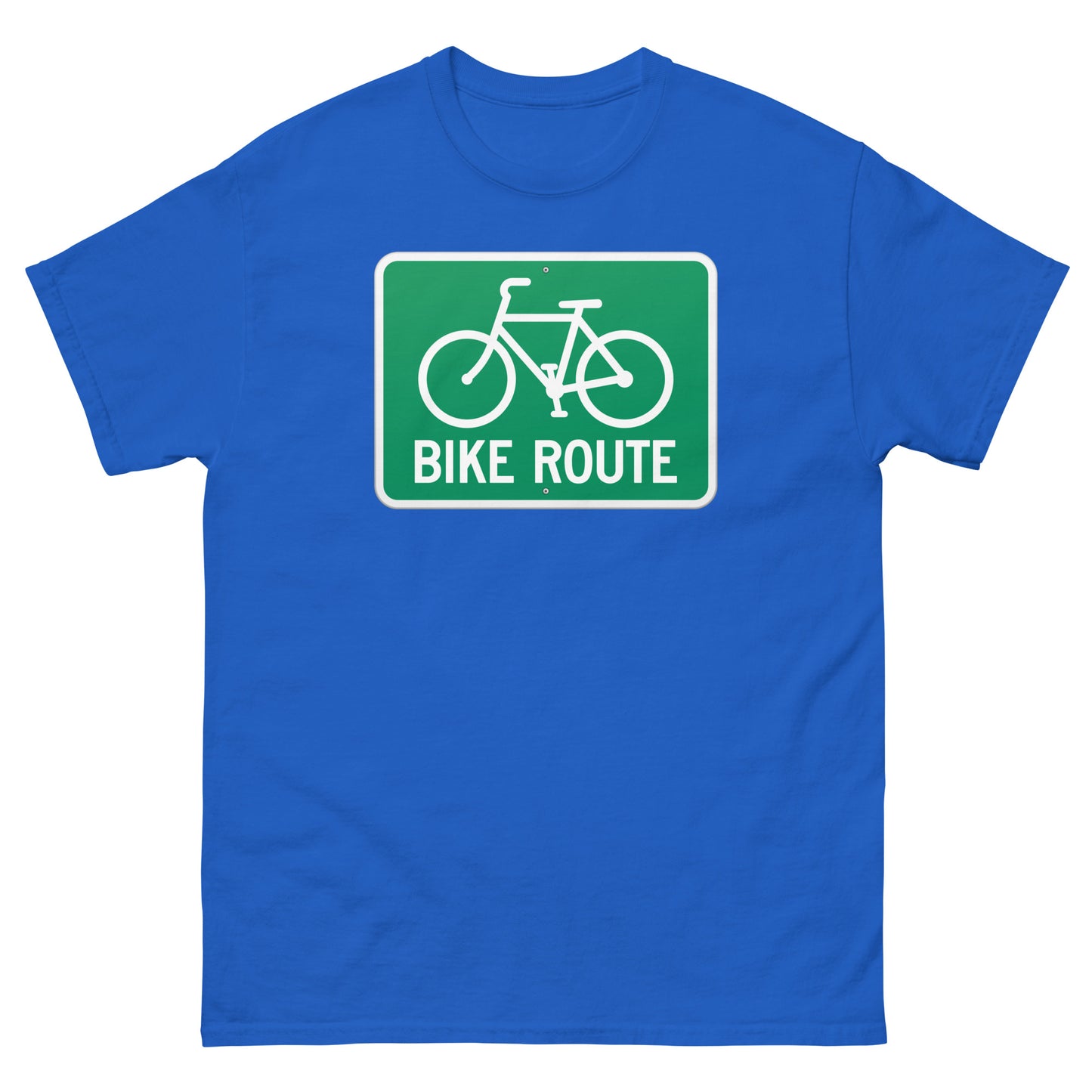 Bike Route Sign Graphic Cycling Men's classic T Shirt
