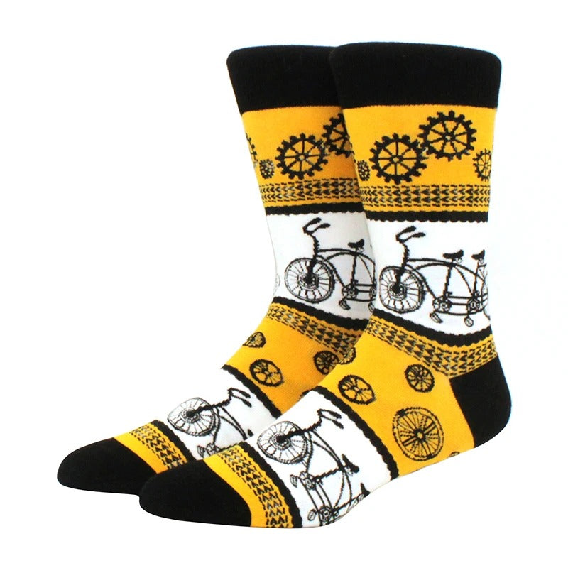 Bicycle Casual Crew Socks Men's Women's Casual Cycling Combed Cotton Socks