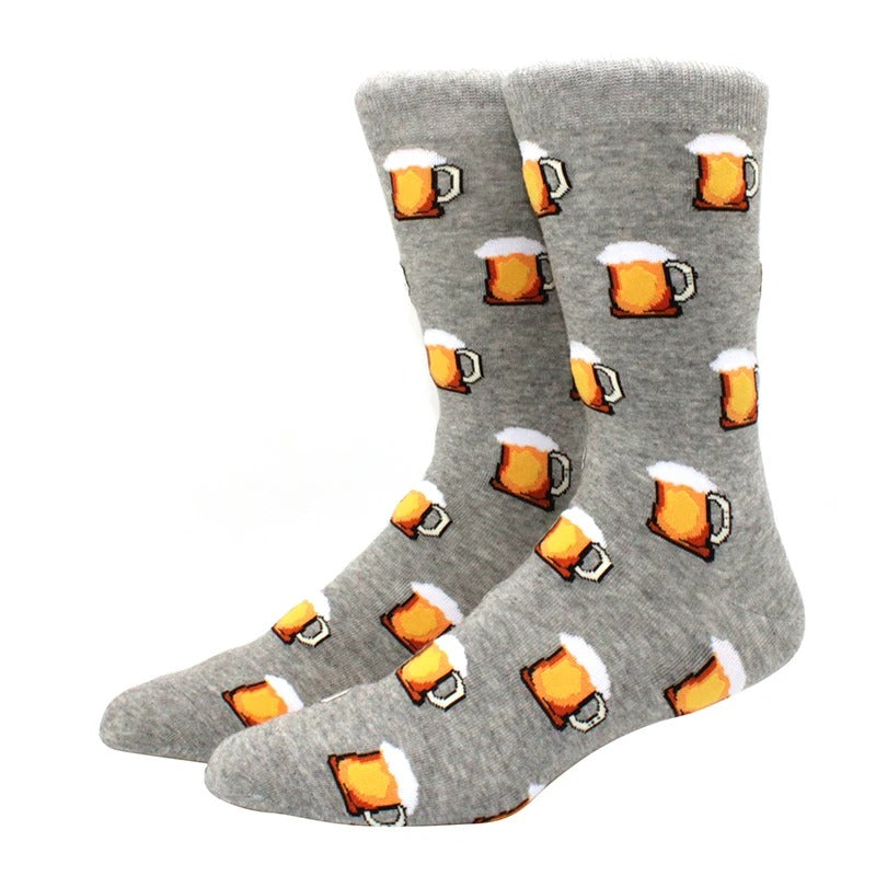 Trendy Beer Mug Casual Crew Socks Combed Cotton