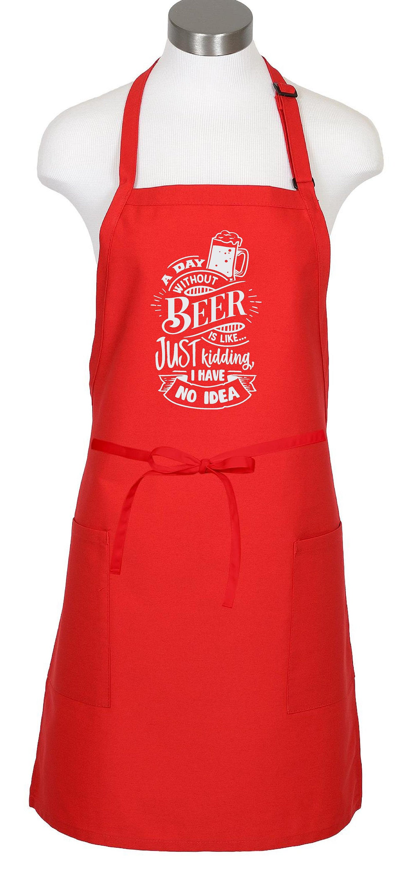 A Day Without Beer Kitchen Apron | Mens & Womens Unisex Aprons Adjustable | BBQ Cooking Apron